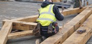 Assembly of Oak beams by Carpenter Oak